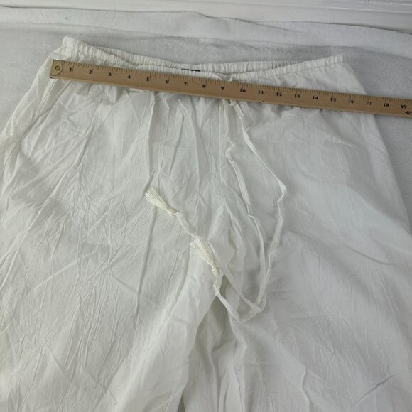 Tommy Bahama Pull On Wide Leg Pants Cream Siz e LG Drawstring Neutral Coastal - Picture 4 of 9